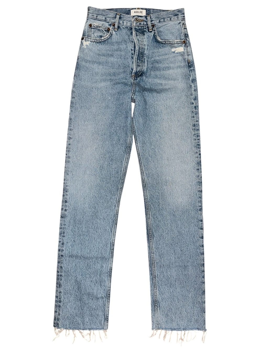 AGOLDE 90’s Pinch Waist Straight Leg Jeans Distressed Light Wash Size 24 EUC